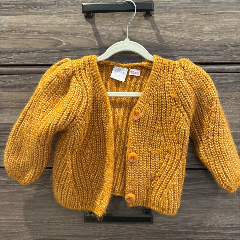 Zara Kids Mustard Knit Cardigan